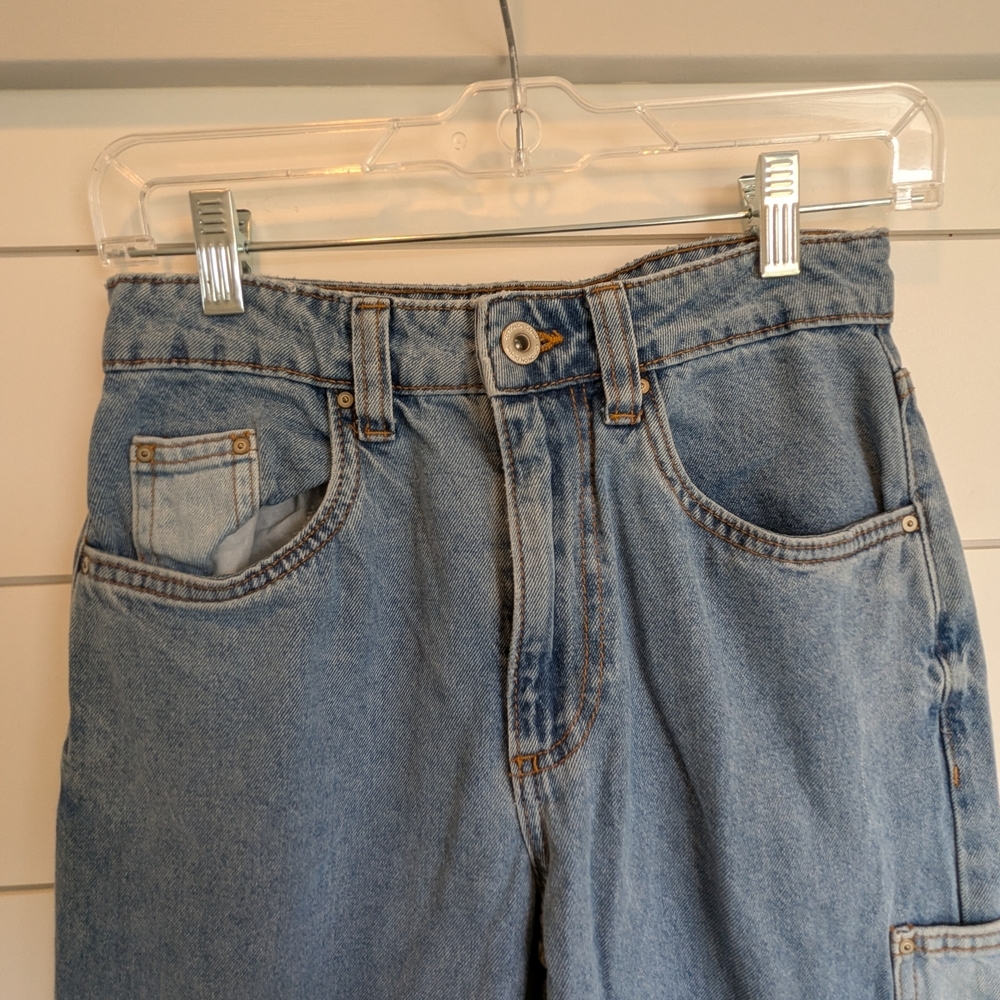 Cotton On Utility Pocket Straight Jeans Color Block Pockets Size 2 High Rise - Picture 2 of 14